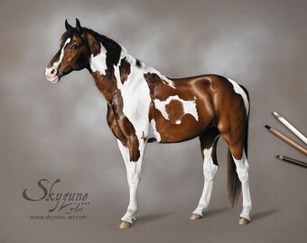 Bemalung IHRES Pferdes • Personalisierte Bestellung von Tierporträts basierend auf Fotos • Skyzune ART, Tierkünstler