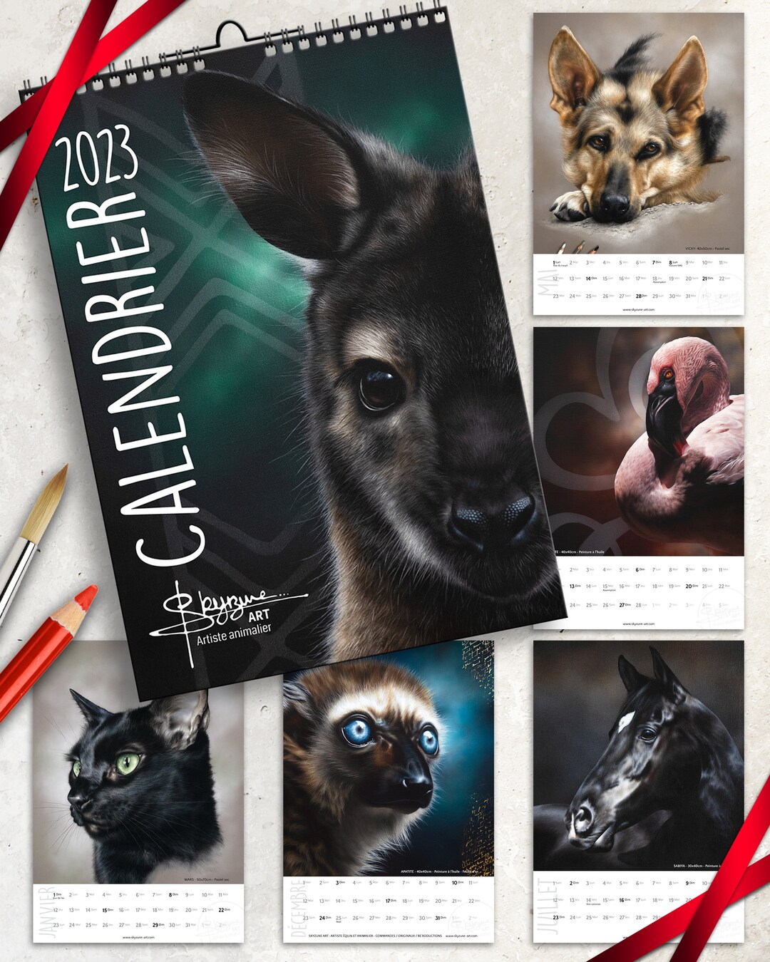 Animal Art Calendar 2023 by Skyzune ART / Animal Art Calendar Etsy
