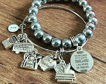 Teacher Life Beaded Bracelet and Bangle Set