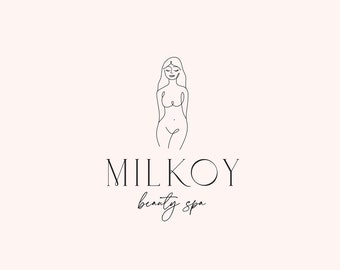 Feminine Beauty Spa Logo, Beauty Salon Logo, Feminine Body Logo, Line Drawing Woman Logo, Body Sculpting Logo, Empower Logo,  Premade Logo