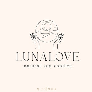 Boho Celestial Mountain Logo, Landscape Logo, Photography Logo, Therapist Logo, Holistic Branding, Premade Logo, Candle Logo, Spiritual Logo