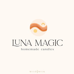 Boho Celestial Yin Yang Landscape Logo, Photography Logo, Spiritual Logo, Holistic Brand, Premade Logo, Clothing Boutique Logo, Nature Logo