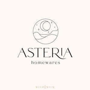Boho Celestial Magic Logo, Landscape Logo, Photography Logo, Therapist Logo, Holistic Branding, Premade Logo, Candle Logo, Spiritual Logo