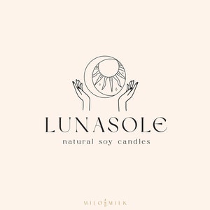 Boho Sun and Moon Magic Logo, Landscape Logo, Photography Logo, Therapist Logo, Holistic Branding, Premade Logo, Candle Logo, Spiritual Logo
