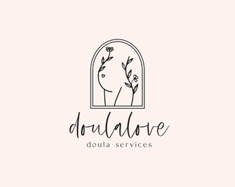 Pregnancy Logo, Motherhood Logo, Pregnant Stomach Logo, Mother & Baby Logo, Midwife Logo Brand, Baby Floral Logo, Doula Logo, Premade Logo
