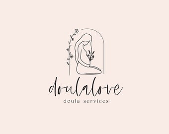 Floral Pregnancy Logo, Motherhood Logo, Pregnant Logo, Mother & Baby Logo, Midwife Logo Brand, Baby Logo, Doula Logo, Premade Logo