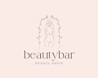 Feminine Beauty Spa Logo, Beauty Salon Logo, Feminine Body Logo, Line Drawing Woman Logo, Body Sculpting Logo, Empower Logo,  Premade Logo