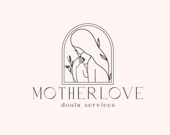 Floral Motherhood Pregnancy Logo, Doula Logo, Pregnant Logo, Mother & Baby Logo, Midwife Logo Brand, Baby Logo, Child Logo, Premade Logo