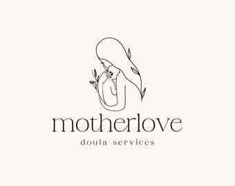 Floral Doula Pregnancy Logo, Doula Branding, Pregnant Logo, Mother & Child Logo, Midwife Logo Brand, Baby Logo, Feminine Logo, Premade Logo