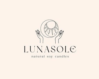 Boho Sun and Moon Magic Logo, Landscape Logo, Photography Logo, Therapist Logo, Holistic Branding, Premade Logo, Candle Logo, Spiritual Logo