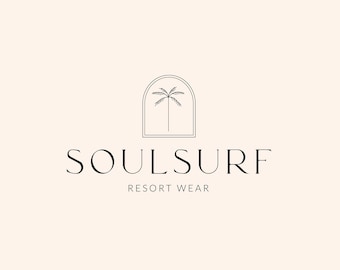 Summer Palm Logo, Beach Logo, Photography Logo, Bikini Swimwear Logo, Summertime Logo, Boutique Modern Minimal Logo, Premade Logo Branding