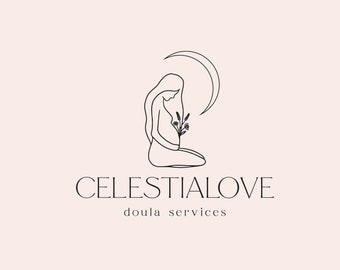 Celestial Doula Pregnancy Logo, Doula Branding, Pregnant Logo, Mother and Child Logo, Midwife Logo Branding,  Motherhood Logo, Premade Logo