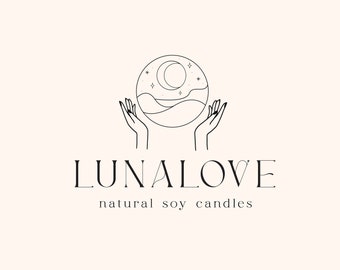 Boho Celestial Mountain Logo, Landscape Logo, Photography Logo, Therapist Logo, Holistic Branding, Premade Logo, Candle Logo, Spiritual Logo