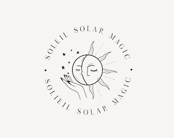 Circle Sun and Moon Logo, Tarot Shop Logo, Spiritual Logo, Magic Logo, Holistic Shop Branding, Premade Minimalist Logo, Hand Drawn Logo