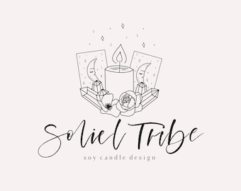 Magisches Kristall Heilungs Logo, Kerze Logo, Tarot Shop Logo, spirituelles Logo, Magisches Logo, Heilung Ganzheitliches Logo, Vorgefertigtes Logo, Handgezeichnetes Logo