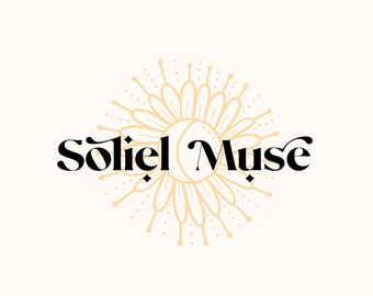 Boho Sun Flower Logo, Yoga Logo, Photography Logo, Meditation Logo, Modern Branding, Retro Minimalist Logo, Boutique Logo, Mandala Logo