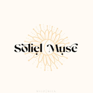 Boho Sun Flower Logo, Yoga Logo, Photography Logo, Meditation Logo, Modern Branding, Retro Minimalist Logo, Boutique Logo, Mandala Logo