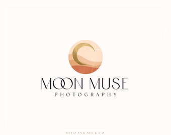 Boho Moon Logo, Magic Logo, Photography Logo, Magic Logo, Holistic Branding, Premade Minimalist Logo, Spiritual Logo, Modern Nature Logo