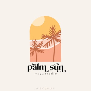Sunset Leaf Boho Logo, Meditation Logo, Photography Logo, Yoga Logo, Modern Logo, Travel Logo, Premade Logo Design, Boutique Logo, Palm Logo