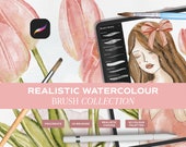 Realistic Watercolour Brushes for Procreate. Watercolour Brushes made for Ipad Procreate. Brush & Canvas Set for Ipad. Digital Brushes Set