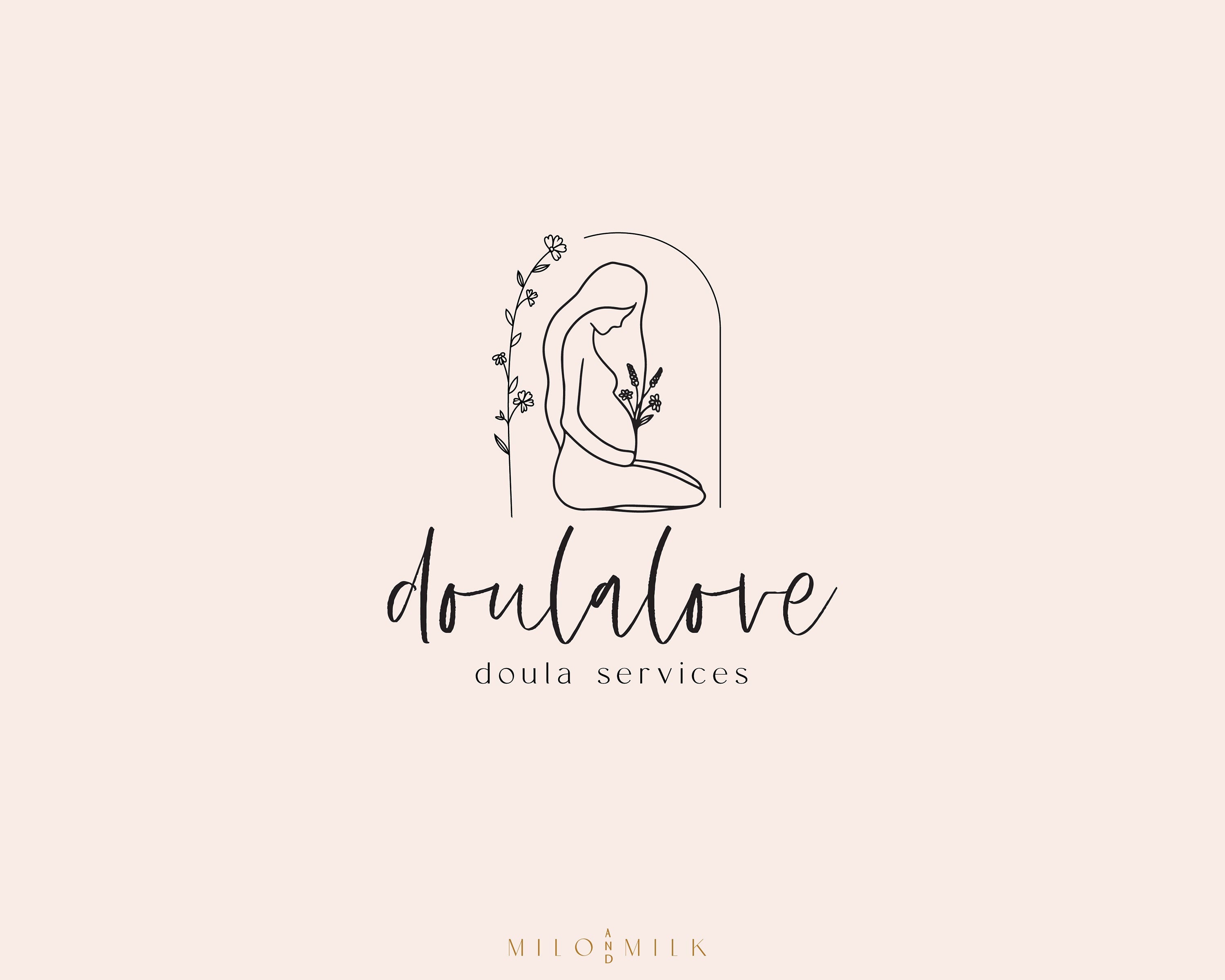 Floral Pregnancy Logo, Motherhood Logo, Pregnant Logo, Mother & Baby Logo, Midwife Logo Brand, Baby Logo, Doula Logo, Premade Logo