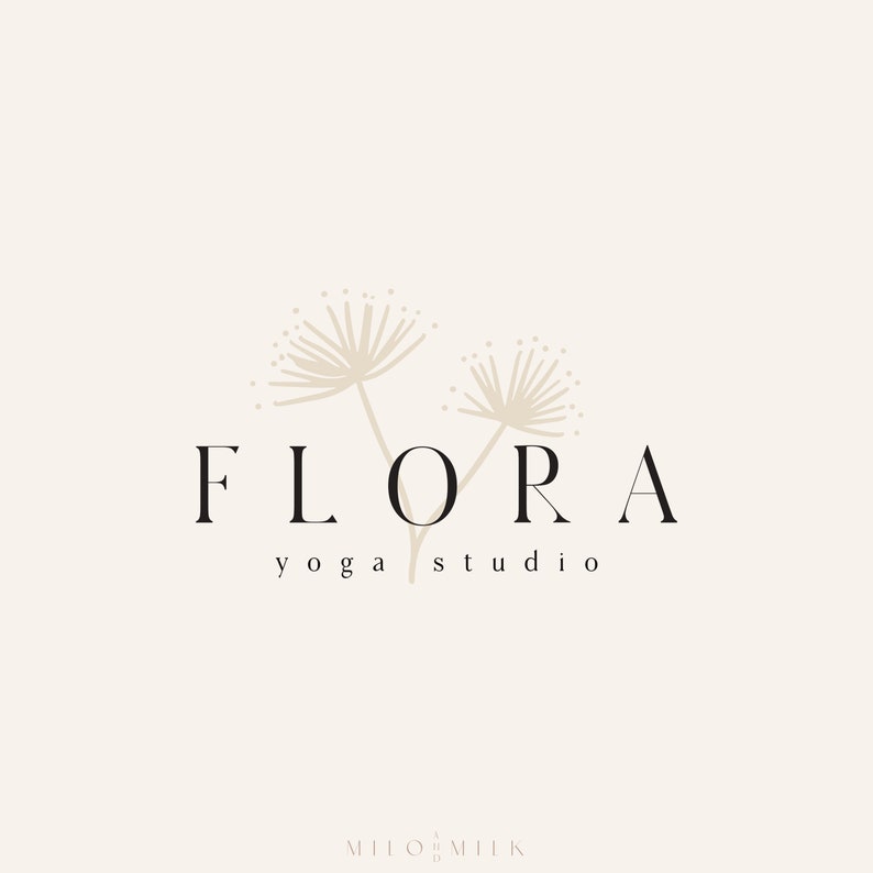 Botanical Florist Logo, Minimal Logo Design, Beauty Logo, Boutique Logo, Boho Logo, Premade Business Logo, Feminine Logo, Natural Eco Logo zdjęcie 1