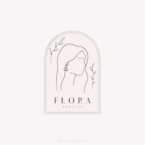 Botanical Female Minimal Logo, Beauty Logo, Jewelry Logo, Feminine Logo, Hair Stylist Logo, Natural Logo, Premade Logo, Woman Face Logo