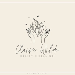 Crystal Hand Logo, Jewelry Shop Logo, Gem and Stars  Logo, Magic Logo, Healing Magic Shop Branding Kit, Premade Minimalist Logo, Holistic