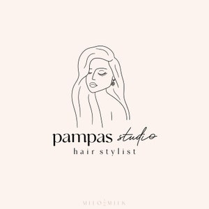 Female Minimal Face Logo, Hair Salon Logo, Beauty Logo, Earring Jewelry Logo, Feminine Logo, Hair Stylist Logo, Premade Logo, Woman Logo