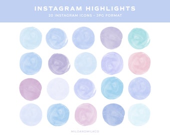 Watercolour Lilac Ethereal Sky for Instagram Highlight Icon Circles | Instagram Story Highlight Icons | Purple, Pink & Blue IG Covers