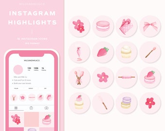 Watercolour Baking Pink Instagram Highlight Icon Circles | Instagram Story Highlight Icons | Baking Baker IG Icons | Highlight Button