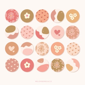 Pink Floral Boho Instagram Highlight Icon Circles Instagram Story Highlight Icons Abstract Aesthetic IG Icons Highlight Button image 3