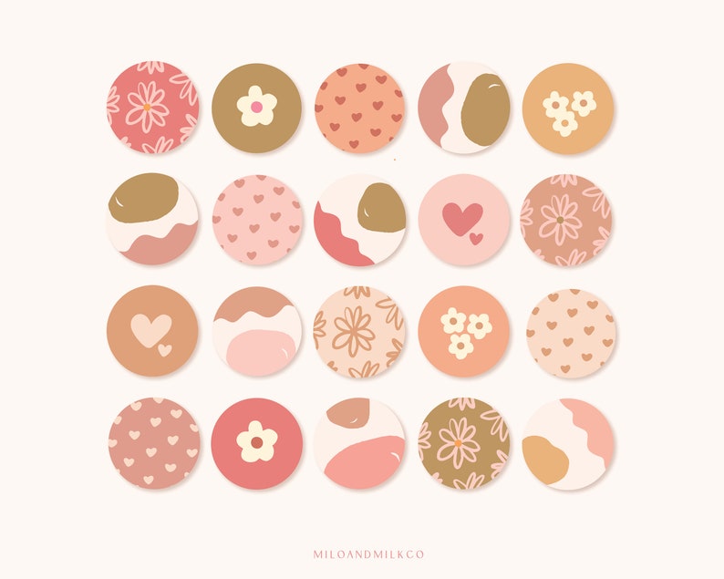Pink Floral Boho Instagram Highlight Icon Circles Instagram Story Highlight Icons Abstract Aesthetic IG Icons Highlight Button image 3