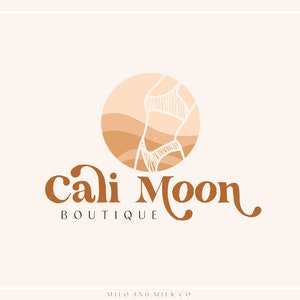 Tropical Swimwear Logo, Beach Logo, Photography Logo, Premade Logo, Ocean wave Logo, Boho  Logo, Sea Logo, Retro Logo design, boutique logo
