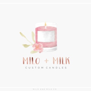 Candle Logo Design, Soy Wax Candle Business Logo, Branding Package, Home Decor Shop, Home Decor Logo, Watercolour Logo, Premade Branding Kit