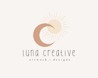 Logotipo de Sol y Luna Boho, Logotipo Espiritual, Logotipo Celestial, Logotipo de Fotografía, Logotipo de Boutique, Logotipo de Yoga, Logotipo de Bienestar, Logotipo de Joyería, Prefabricado