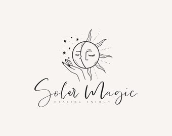 Sun and Moon Logo, Tarot Shop Logo, Spiritual Logo, Magic Logo, Healing Holistic Logo, Boho Logo, Premade Minimalist Logo, Hand Drawn Logo