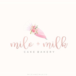 Bakery Piping Bag Logo, Baker Branding Kit, Bakery Logo Design, Baking Logo, Cupcake Logo Design, Cake Logo Design, Watercolour Premade Logo