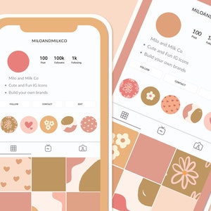 Pink Floral Boho Instagram Highlight Icon Circles Instagram Story Highlight Icons Abstract Aesthetic IG Icons Highlight Button image 2