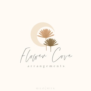 Logo Boho Florist, logo kompozycji kwiatowych, logo księżyca, logo nieba, logo natury, logo fotografii, kobiece logo, gotowe marki