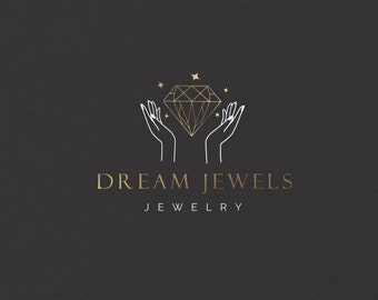 Diamond Jewelry Logo, Jewelry Shop Logo, Gem and Crystal Hand Logo, Magic  Logo, Jewelry Shop Branding Kit, Premade Minimalist Logo, Jewels