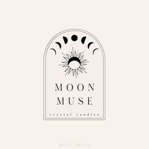 Moon Phase Sun Logo, Magic Logo, Tarot Logo, Candle Logo, Nature Logo, Business Branding, Yoga Logo, Candle Logo, Modern Logo, Witch Logo