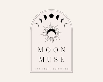Moon Phase Sun Logo, Magic Logo, Tarot Logo, Candle Logo, Nature Logo, Business Branding, Yoga Logo, Candle Logo, Modern Logo, Witch Logo