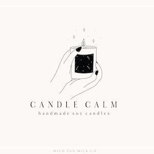 Candle Hand Logo, Candle Shop Logo, Minimalist Logo, Homeware Logo, Boutique Shop Branding, Premade Logo, Spiritual Logo, modern logo