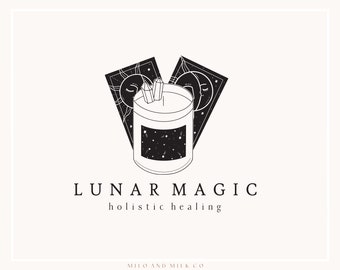 Crystal Candle Logo, Candle Shop Logo, Tarot Logo, Magic Logo, Healing Holistic Shop Branding, vorgefertigtes Logo, spirituelles Logo, minimales Logo