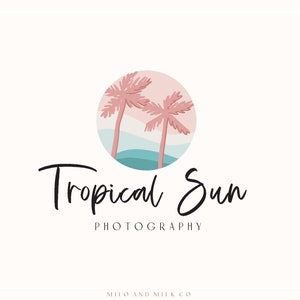 Circular Tropical Sunset Logo Ocean Logo Travel Blogger - Etsy Australia