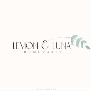 Floral Leaf Watercolour Logo, Premade Logo Design, Minimalist Logo Branding, Boho Logo Design, Modern Logo Design, Nature Logo Branding