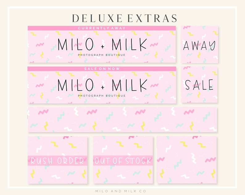 Modern Boho Branding Pink Geometric Abstract Etsy Branding Kit Etsy Shop Banner Design Etsy Logo Geometric Branding Etsy Shop Template