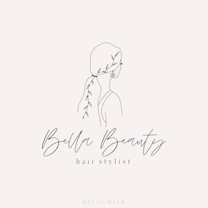 Wedding Female Minimal Logo, Hair Style Logo, Makeup Logo, Beauty Logo, Earring Jewelry Logo, Feminine Logo, Premade Logo, Photography Logo