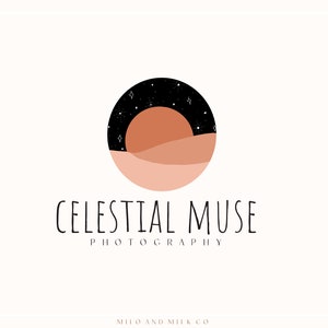 Logo Sunset Celestial, Logo Magic, Logo Photography, Logo Moon, Holistic Branding, Gotowe Minimalistyczne Logo, Logo Spiritual, Logo Nature